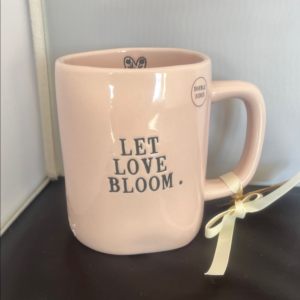 Rae Dunn Pink 'Let Love Bloom' Mug NEW